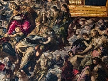 Le Paradis de Tintoret, saint Grégoire le Grand, saint Augustin, sainte Monique, saint Blaise et Marie-Madeleine, au Palais des Doges de Venise