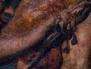 Tintoretto, der Doge Girolamo Priuli erhält von der Gerechtigkeit die Waage und das Schwert, Decke des quadratischen Atriums des Dogenpalastes in Venedig