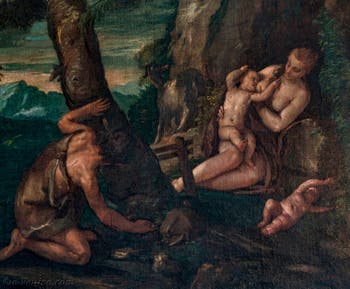 Paul Véronèse, Adam et Ève au jardin d'Éden, huile sur toile dans le salon de l'Atrium carré du Palais des Doges à Venise