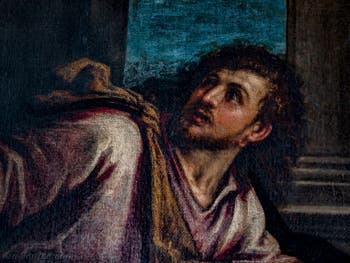 Paul Véronèse, saint Jean l'évangéliste écrit l'Apocalypse, dans le salon de l'Atrium carré du Palais des Doges à Venise