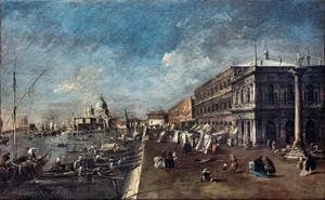 Francesco Guardi Vue du môle et de l'église Santa Maria della Salute, Galerie Franchetti Ca' d'Oro à Venise en Italie