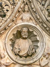 Buste de saint Marc, Porta della Carta, par Giovanni et Bartolomeo Bon, Palais des Doges de Venise