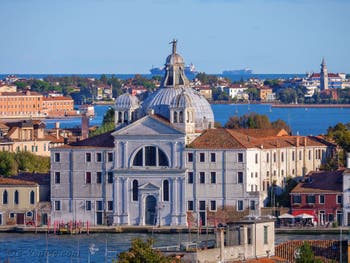 The church of the Zitelle on the island of Giudecca from the terrace of the Palazzo Pisani