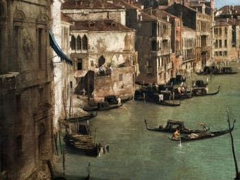 Canaletto, Le Grand Canal vu du palais Balbi jusqu’au pont du Rialto, gondoles et palais duGrand Canal, à la Ca' Rezzonico à Venise