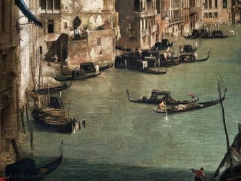 Canaletto, Le Grand Canal vu du palais Balbi jusqu’au pont du Rialto, gondoles et palais du Grand Canal, à la Ca' Rezzonico à Venise