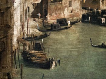 Canaletto, Le Grand Canal vu du palais Balbi jusqu’au pont du Rialto, barque et gondoles sur le Grand Canal, à la Ca' Rezzonico à Venise