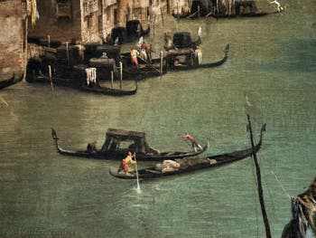 Canaletto, Le Grand Canal vu du palais Balbi jusqu’au pont du Rialto, gondoles sur le Grand Canal, à la Ca' Rezzonico à Venise