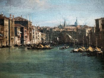 Canaletto, Der Canal Grande, gesehen vom Palazzo Balbi bis zur Rialtobrücke, in der Ca' Rezzonico in Venedig