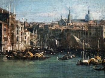 Canaletto, Le Grand Canal vu du palais Balbi jusqu’au pont du Rialto, le pont du Rialto et la Basilique San Giovanni e Paolo, à la Ca' Rezzonico à Venise