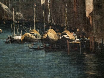 Canaletto, Le Grand Canal vu du palais Balbi jusqu’au pont du Rialto, bateaux à voiles et gondoles, à la Ca' Rezzonico à Venise