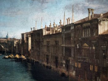 Canaletto, Le Grand Canal vu du palais Balbi jusqu’au pont du Rialto, bateaux et palais du Grand Canal, à la Ca' Rezzonico à Venise