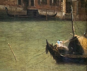 Canaletto, Le Grand Canal vu du palais Balbi jusqu’au pont du Rialto, bateau sur le Grand Canal, à la Ca' Rezzonico à Venise