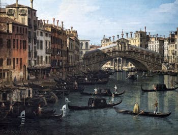 Canaletto, Le Grand Canal de Venise et le Pont du Rialto vu du Sud, la Riva del Vin, Galerie Nationale Barberini à Rome
