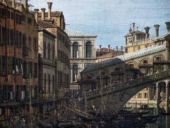Canaletto, Le Grand Canal de Venise et le Pont du Rialto vu du Sud, la Riva del Vin et le pont du Rialto, Galerie Nationale Barberini à Rome