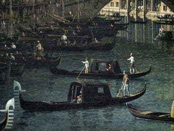 Canaletto, Le Grand Canal de Venise et le Pont du Rialto vu du Sud, gondoles et bateaux Grand Canal, Galerie Nationale Barberini à Rome