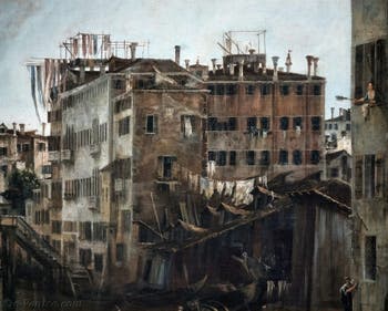 Canaletto, Der Blick vom Rio dei Mendicanti, der Squero dei Mendicanti, in der Ca' Rezzonico in Venedig