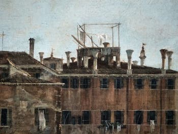 Canaletto, La Vue du Rio dei Mendicanti, le linge sur les toits dei Mendicanti, à la Ca' Rezzonico à Venise