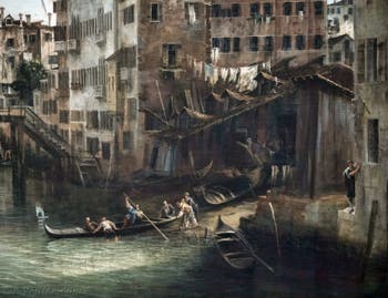 Canaletto, Der Blick auf den Rio dei Mendicanti, der Squero auf dem Rio dei Mendicanti, in der Ca' Rezzonico in Venedig