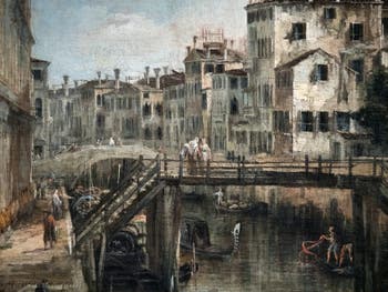 Canaletto, La Vue du Rio dei Mendicanti, le pont de bois du Rio dei Mendicanti, à la Ca' Rezzonico à Venise