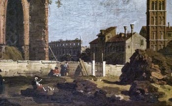 Canaletto, Vue du Forum avec la Basilique de Maxence et Constantin et l’église Santa Francesca Romana, Galerie Borghèse à Rome