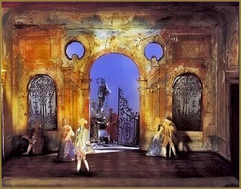 Maquette de décor de théâtre pour le “Casanova” d'Hofmannstahl avec différents éclairages, en 1908