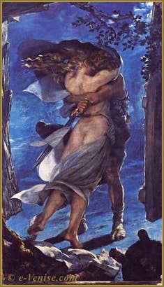 La Walkyrie : l'étreinte de Siegmund et Sieglinde, toile de Mariano Fortuny de 1928