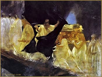 Canvas by Mariano Fortuny, Richard Wagner's Parsifal: the funeral of Titurel