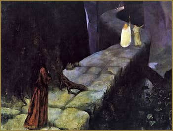 Canvas by Mariano Fortuny, Parsifal, the ascent to the Grail