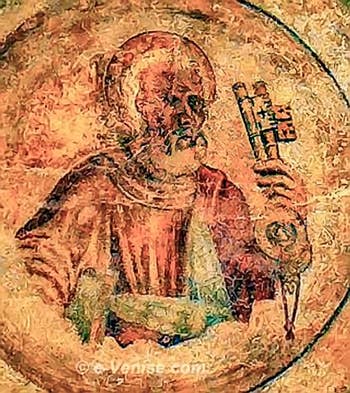 Fresque sur une clé de voûte Rialto Vecchio o Parangon à Venise