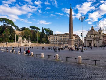 La Piazza, la place del Popolo à Rome avec son obélisque