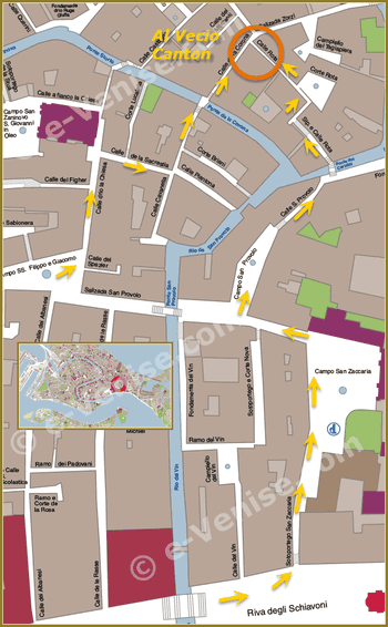 Anfahrtsplan zur Pizzeria Trattoria Al Vecio Canton in Venedig