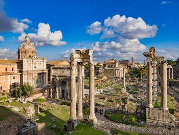 Le Forum Romain vu depuis le Tabularium des musées du Capitole Capitolins à Rome en Italie