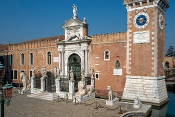 The four Greek lions in front of the entrance to the Arsenale in Venice
