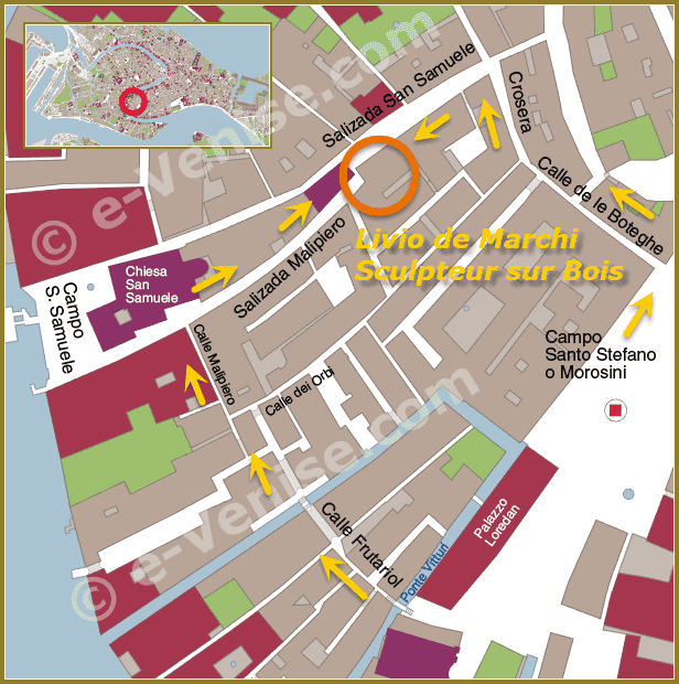 plan de situation galerie Livio de Marchi à Venise
