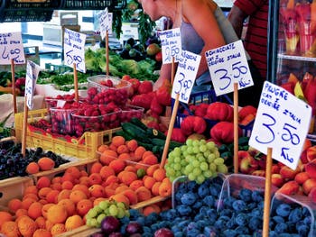 Rialto Market in Venice, the Erberia of fruit and vegetables