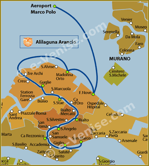 Plan de la Ligne Alilaguna Arancio Orange à Venise ACTV