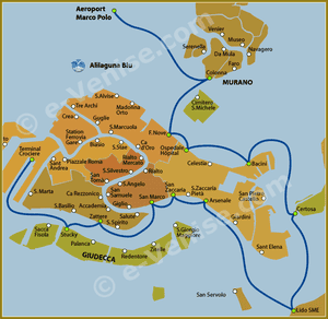 Plan de la Ligne Alilaguna Blu à Venise ACTV