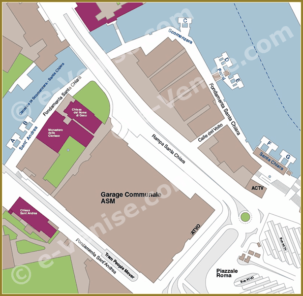 Venise Vaporetto Carte Plan des embarcaderes à Piazzale Roma ACTV