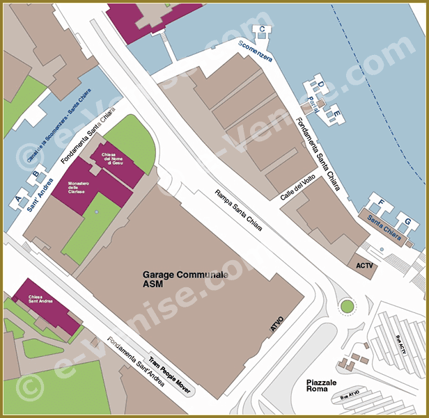 Venedig Vaporetto Karte Plan der Anlegestellen in Piazzale Roma ACTV