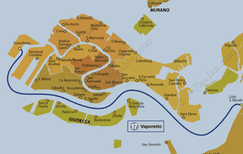 Plan de la ligne du Vaporetto ACTV numéro 17 à Venise en Italie