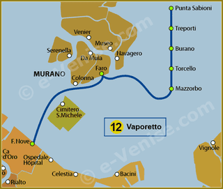 Plan de la Ligne 12 du Vaporetto à Venise ACTV