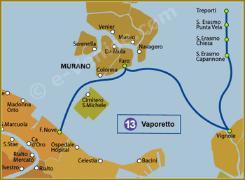 Plan de la Ligne 13 du Vaporetto à Venise ACTV