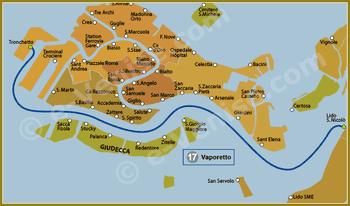 Plan de la Ligne 17 du Vaporetto à Venise ACTV