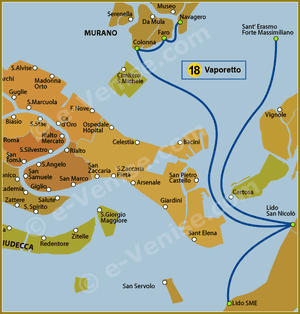 Plan de la Ligne 18 du Vaporetto à Venise ACTV