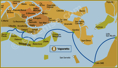 Ligne 8 du Vaporetto à Venise